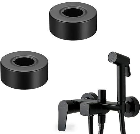 Flomiara 2 Stück Rosette Duscharmatur, 25mm Rohrabdeckung Edelstahl, Abdeckrosette Schwarz, Lackierte Oberfläche, Wasserhahn Abdeckung für Wasserleitungen, Wasserhähnen, Abflussrohren usw