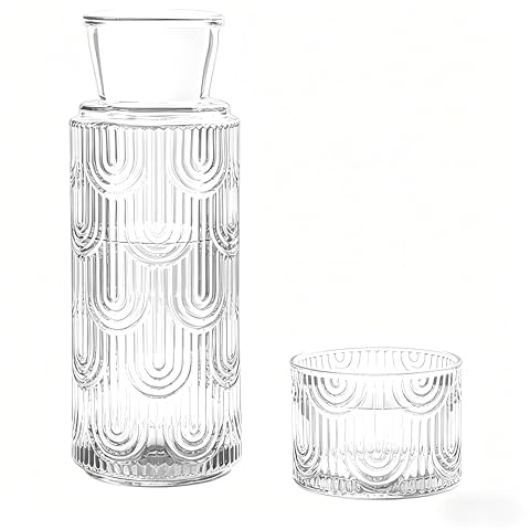Water Carafe with Glass 630 ml Bedside Carafe Glass