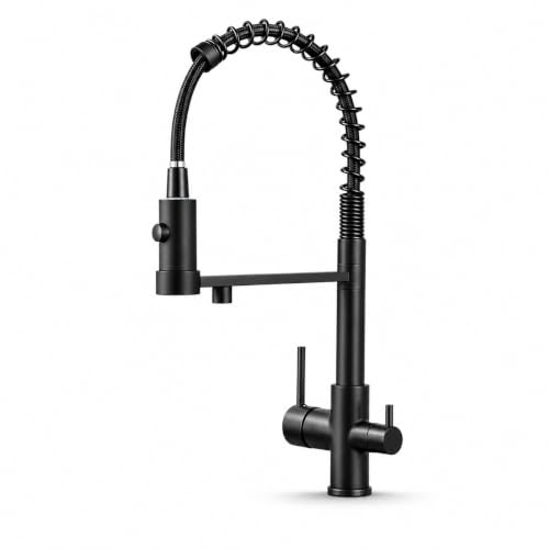 Ari 3-Wege Küchenarmatur Ausziehbare Brause Mischbatterie Küche Mit 360 Grad Schwenkbarem Auslauf Wasserhahn Spültischarmatur Schwarz Matt Flexibler Federauslauf Solid Spring