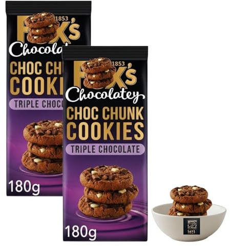 Chocolatey Half-Coated & Choc Chunk Cookies (Pack Of 2) | Dark, White, Millionaire's & Tripple Chocolate | Perfect For Parties, Snack & Gifting (Choc Chunk Triple Chocolate Cookies)