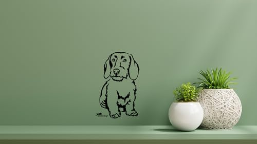 amberdog Rauhaardackel Wandtattoo – Dackel Silhouette, selbstklebend | Dackel-Silhouette aus mattem Vinyl für Wohnzimmer, Flur, Tür & Kinderzimmer – rückstandsfrei ablösbar, Made in Germany
