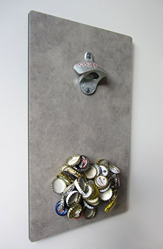 Magnetischer Wandflaschenöffner, Flaschenöffner mit Magnetfalle in Beton-Optik, Größe 40cm x 22,5cm