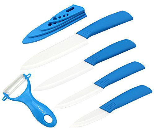 Keramikmesser-Set 4 Keramikmesser und 1 Sparschäler Allzweckmesser Küchenmesser mit Schutzhülle