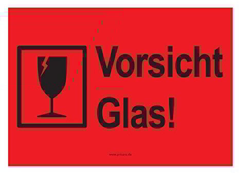 PRICARO Umzugsaufkleber Vorsicht Glas rot, A6, 15 Stück