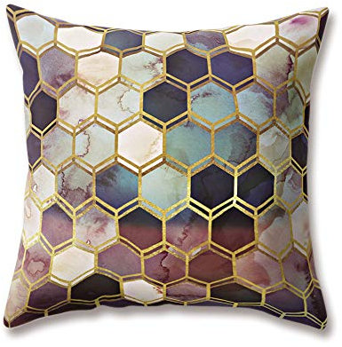 Hengjiang nordischen Stil mit Lava und Weicher Plüsch mit Marmor Textur Geometric Drucken, 18 x 18, 45 x 45 cm. mit Soft-Deko-Kissenbezug für Zuhause Sofa Bett, Polyester, 15, 45 cm*45 cm