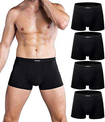 wirarpa Mens Mirco Modal Underwear Trunks Soft Boxer Shorts Gents Microfibre Underpants Multipack Black Size XL