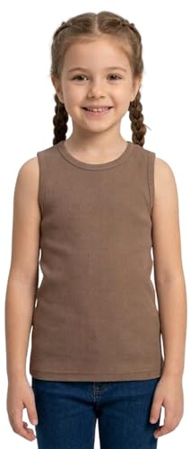 A2Z 4 Kids Girls Ribbed Vest Top 100% Cotton Stylish Top Summer Comfortable Fashion - Vest 002 Mocha 9-10