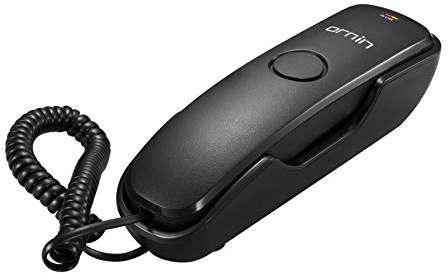 Ornin T102 Trimline Schnurgebundenes Telefon, Wandmontage, Wahlwiederholung, Stummschaltung, M1/M2 One-Touch-Speicher, Klingellautstärke einstellbar (schwarz) – UK-Version