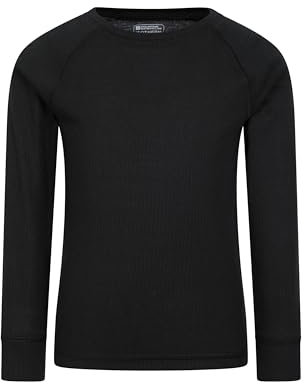 Mountain Warehouse Talus Kids Base Layer Top - Breathable & Lightweight Moisture Wicking Baselayers, Boys & Girls - Autumn Winter, Outdoors, Travelling & Hiking Black Kids Size 3-4 Years