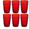 WHOLE HOUSEWARES Juego de 6 Tazas de Agua de Vidrio - Vasos de Cristal de Colores - Vaso de Vidrio para Jugo, Leche, Café, Agua y Cóctel - Juego de 6 Vasos Vintage - 355 ml