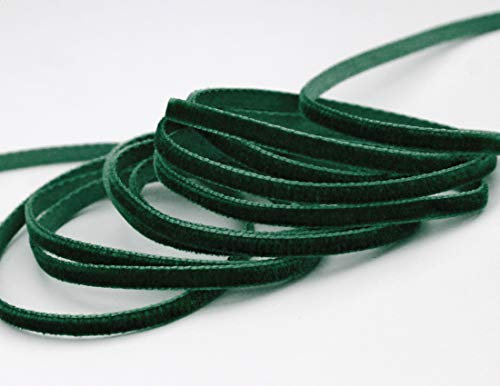 finemark Elastisches Samtband Dunkelgrün (871) 1 m x 6 mm METERWARE Stretch Velour extrem dehnbar einseitig Samt 20% Elasthan zum nähen