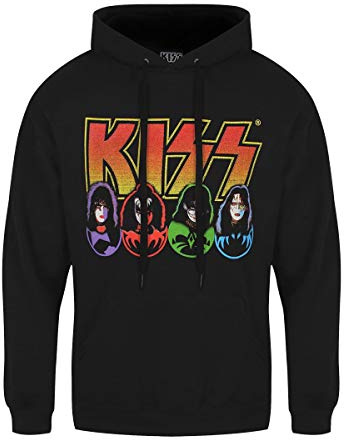 Band Monkey KISS Unisex Pullover Hoodie Logo, Faces & Icons Multicoloured
