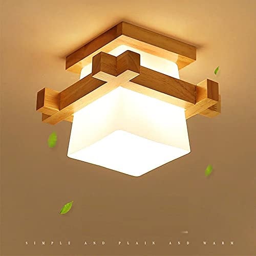 Artpad Simple Japan Tatami E27 Holzlampe Licht Flur Veranda Balkon Deckenleuchten Moderne Deckenleuchte aus Glas(Ohne Glühbirne)