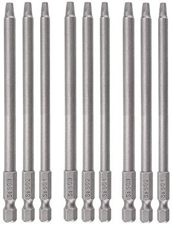 Gasea 3 Sets 100mm 1/4-Inch Hex Shank Magnetic Square Head Screwdriver Bits SQ1 SQ2 SQ3 Square Drive Bit Set