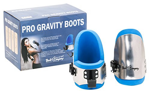 Bad Company Gravity Boots I Hanging-Boots mit Sicherheitsverschluss, Anschlagsstift und Einer Übungsanleitung für das Schwerkraft-Training in Blau/Metallic-Silber