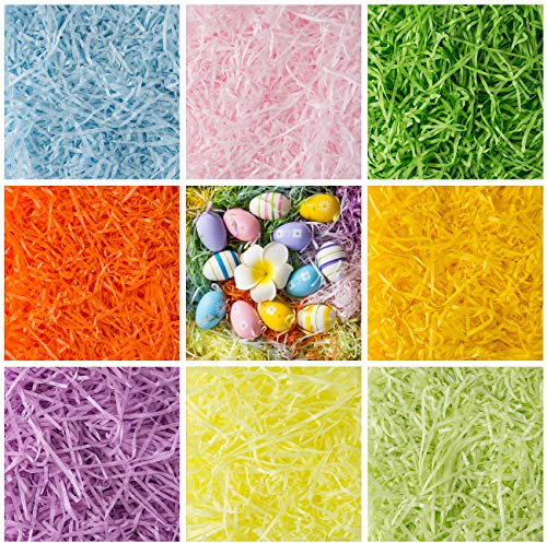 Naler 450 Gramos Papel de Seda en Tiras Relleno de Cesto de Pascua 8 Colores para Rellenar Caja de Regalo Decoración de Pascua