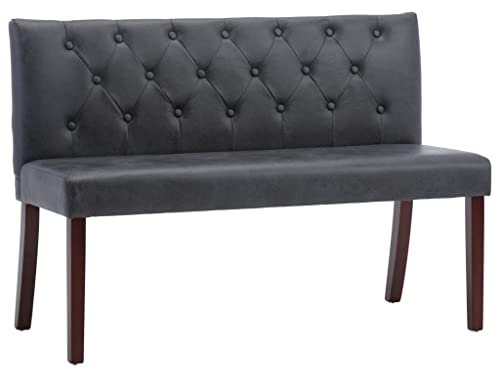 vidaXL Sitzbank mit Rückenlehne Retro-Stil Polsterbank Flurbank Bank Wartebank Wohnzimmer Flur 120cm Grau Wildleder-Optik Gummibeine