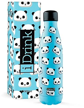 Bouteille thermique en acier à double paroi I-Drink 350/500/750/1000 ml, Décorée (500 ML, Panda)