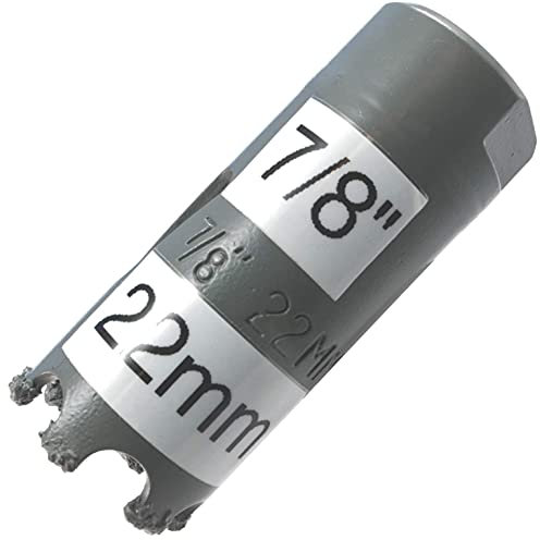 Scie-cloche 7/8 en carbure pour béton et maçonnerie - 22 mm - Pour couper des briques, du stuc, de la fibre de verre, du plâtre, des panneaux de ciment et des panneaux Hardie, les parements de