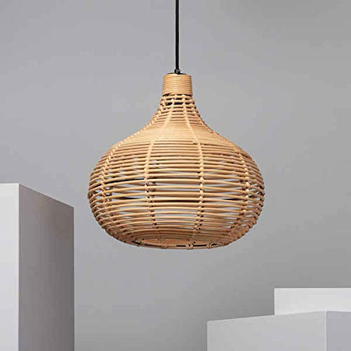 LEDKIA LIGHTING - Lámpara Colgante Ratán Yantai | Diseño Boho-Chic | Compatible con Bombillas LED E27 | Ideal para Salón, Dormitorio, Cocina | Natural, Ratán