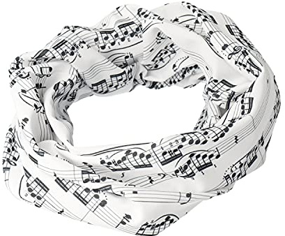 Agifty Schlauchschal Loop Funktionstuch Musik Noten Gitarre - Schönes Geschenk für Musiker (Notenblatt weiß-schwarz)