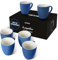 MIAMIO - 6 x 350 ml Juego de Taza de Café/Copa de desayuno - Le Papillon Colección (Azúl-Blanco)