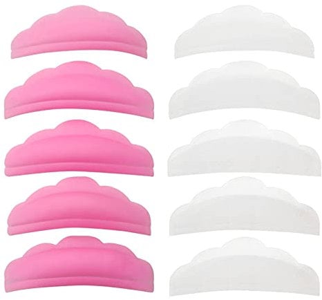 20 Pieces Silicone Eyelash Perming Curler Perm Pad Reusable Eyelash Perm Silicone Pads 5 Sizes Lash Lift Rods Makeup Beauty Tool for Different Length Eyelashes (Pink & White)