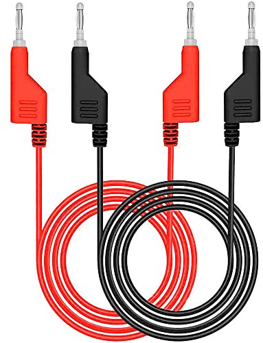 Greluma 2 Pz Impilabile Banana a Spina Banana Cavi di Prova Morbido Cavo di Prova Elettrico Filo 1 m/3.3 piedi per Multimetro 1000V 15A