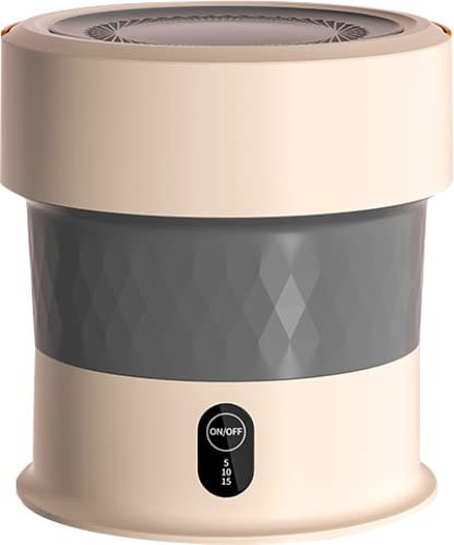 PanHuiWen Pliable Mini Lave Linge avec Essorage Ultrasons Petite Machine à Laver Le Linge 13L Grande capacité, dortoir, Camping,Gold-Ozone