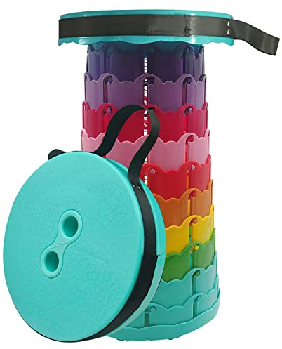 Teleskopischer Tragbarer Klapphocker Faltbar, Regenbogen Kunststoff Teleskop Hocker Tragbarer Hocker für Outdoor Camping, Home Küche, Indoor Dining Party