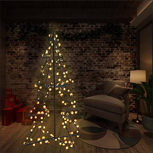 Tidyard Weihnachtskegelbaum 160 LEDs Innen und Außen Pyramide Christbaum Metallbaum Weihnachtsdeko Lichterpyramide Deko 78 x 120 cm