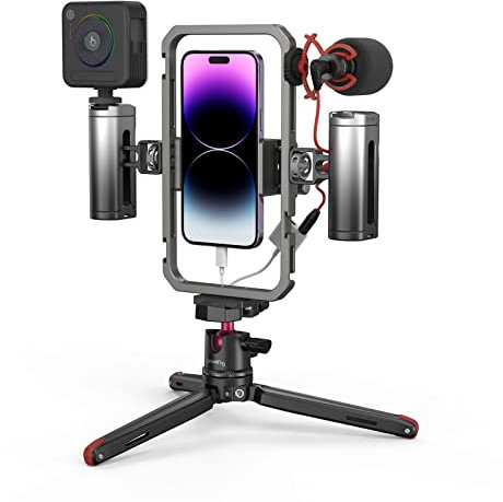 SMALLRIG All-in-One Video Ultra Kit Cellphone Video Vlogging Rig W/Tripod, RGB Light, Mic for iPhone 16/15 / 14/13 Series for Samsung for HUAWEI for Live Streaming/Vlogging - 3591C