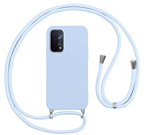 Vauki Handykette für Oppo A74 5G/A54 5G Hülle 6.5, HandyHülle mit Band Stoßfest Silikon Schutzhülle mit Kordel Abnehmbar zum Umhängen, Dünn Lanyard Weich Case für Oppo A54 5G, Lila