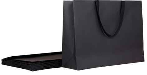 PAPERIST 6 Stk 55x40x15.5cm (4) Extra Large Größe, schwarzpapier Geschenktaschen mit schwarz Baumwollgriffen, Giant, Jumbo, Riesentaschen, Dick, robuste, langlebige und Luxustaschen