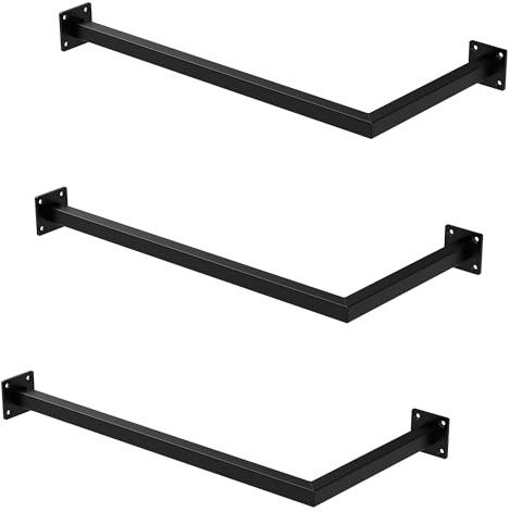 ML-Design 3er Set Kleiderstange Übereck für die Wand, T30cm x B60cm, Schwarz, aus Stahl, Garderobenstange L-Form, Kleiderständer Wandmontage, Kleidergestell Garderobenhalter, inkl. Montagematerial