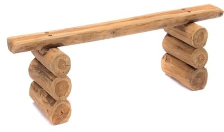 CREEDWOOD Baumstamm Bank Nila 15 | 120x30 cm, Teakholz | Baumkante Flurbank, Holzbank, Beistellbank, schmale Küchenbank, Bettbank, Naturholz Sitzbank, Deko Bank