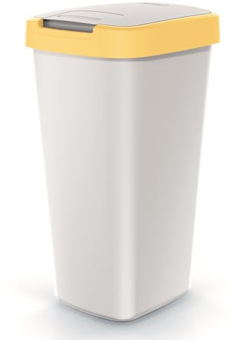 BirnePower Mülleimer Müllbehälter Abfalleimer Biomülleimer Aschgrau mit Deckel Abfallsammler Mülltonne Papierkorb Schwingeimer (Gelb, 25L)