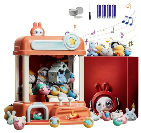 IXYHKB Claw Machine for Kids, Grabber Machine for Kids with 30 Mini Doll Toys, 10 Twist Egg and Game Currency, Girls Boys Arcade Game Toy Candy Sweet Claw Machine Gifts for Party Birthday