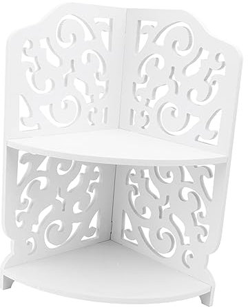 STOBAZA Zweischichtiges Lagerregal Weiß Multifunktionsregal Für Badezimmerregal Haushaltskleinteile-Organizer Mit Stabiler Konstruktion Und Wasserdichtem Design