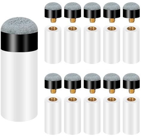 10 Stück Billard Queue Spitzen Ersatz Schraub Tipps mit Pool Queue Zwinge 12mm Grau Billard Queue Zubehör Set für Billardstöcke Snooker Pool Queues