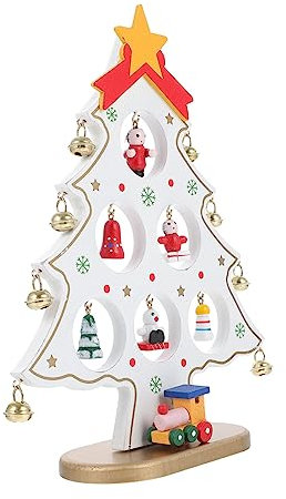 IMIKEYA 2 STK Christbaumschmuck Tisch Weihnachtsbaum Geschmückt DIY & Handwerk Künstlicher Mini-Weihnachtsbaum Schreibtischdekorationen Feiertagstischbäume Ornament Weiß Holz Hölzern