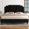 Yaheetech 5ft King Upholstered Bed Frame with Adjustable Button Tufted Headboard/Velvet Fabric/Sturdy Wooden Slat Support/No Box Spring Needed, Black
