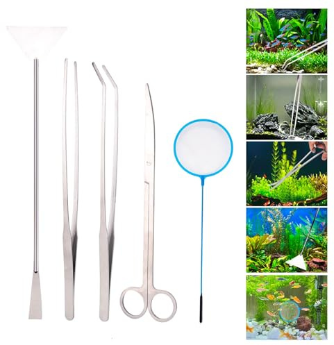 Aquarium zubehoer,Aquarium Schere,aquascaping Set,aquascaping Aquarium pinzette,Silber