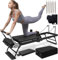 aixizi Faltbare Pilates Reformer Maschine, Pilates Ausrüstung Home Workout, Reformer Maschine Anzug Mit 5 Edelstahl Federröhrchen Und Quadratkasten, Sprungbrett,Schwarz