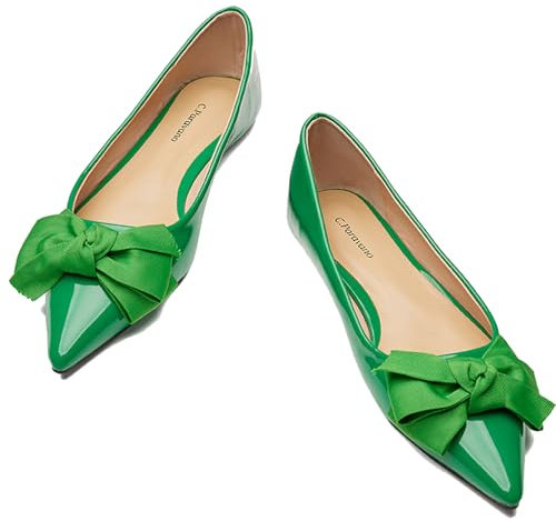 C.Paravano Ballerinas Damen Elegante und Bequeme Flachschuhe Spitze Ballerinas für den Alltag, Büro & Festliche Anlässe (37,Grün)