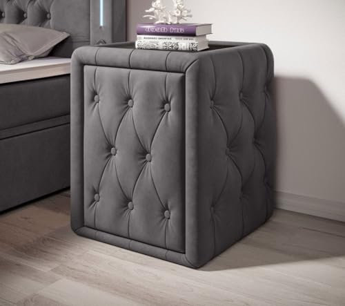 Luxusbetten24 Designer Nachttisch Josy (Samt) Grau
