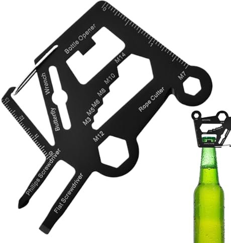 Herramienta multiusos de supervivencia para tarjetas de crédito y carteras, herramienta de supervivencia multiusos - Abrebotellas de cerveza de acero inoxidable, herramienta de tarjeta de