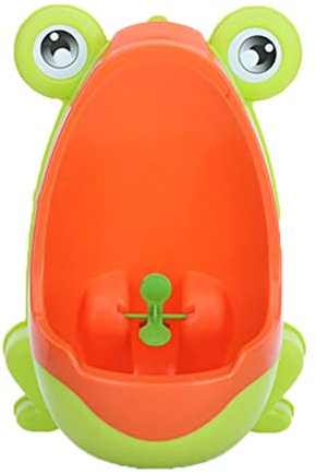 Frogs Potty Training Urinal for Boys with Suction Cup, Frogs Cartoon Shape Kids Urinal Trainer for 8 Months to 6 Years (Fruit Green+Orange)