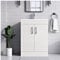 BELOFAY Vanity Unit With Basin | 600mm Floor Standing Bathroom Vanity Units With Basin | 1 Tap Hole Ceramic Bathroom Sink | Lacquered Finish | Waste Included (New York White)