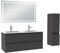 AICA Ensemble Meuble Salle de Bain 120cm Double Vasque avec Colonne et Miroir 3 Couleurs Anthracite